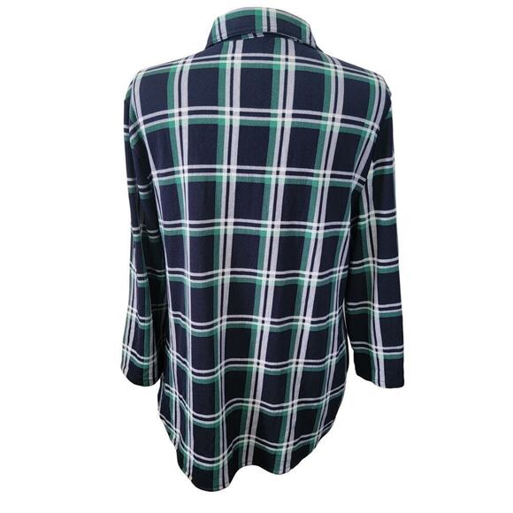 Eden & Olivia Long Sleeve Rollable Sleeve Button Front Plaid Checkered Shirt  L - Picture 4 of 9